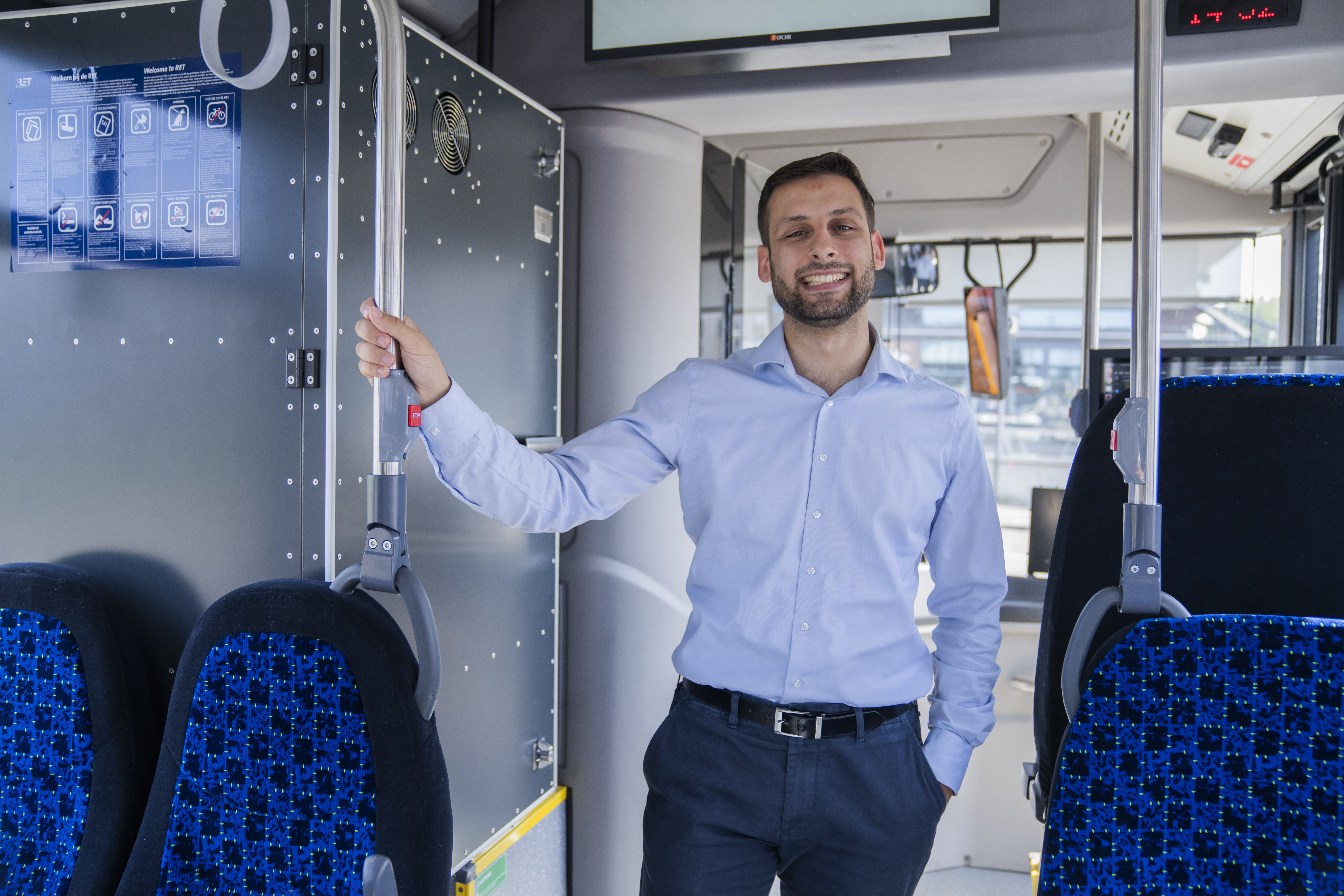 Ahmed Hashish in de zelfrijdende bus