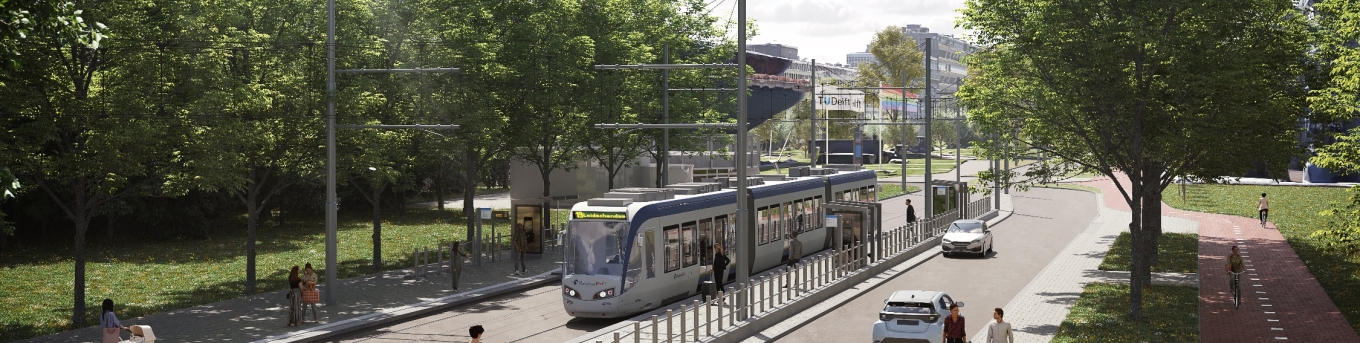 tramlijn 19 voor aula TU Delft