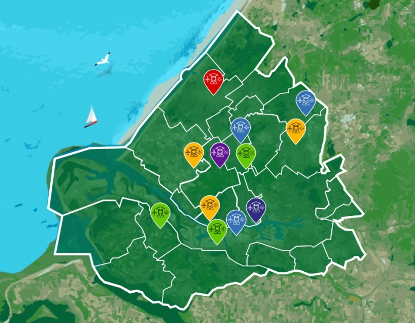Overzichtskaart 12 campussen in de metropoolregio